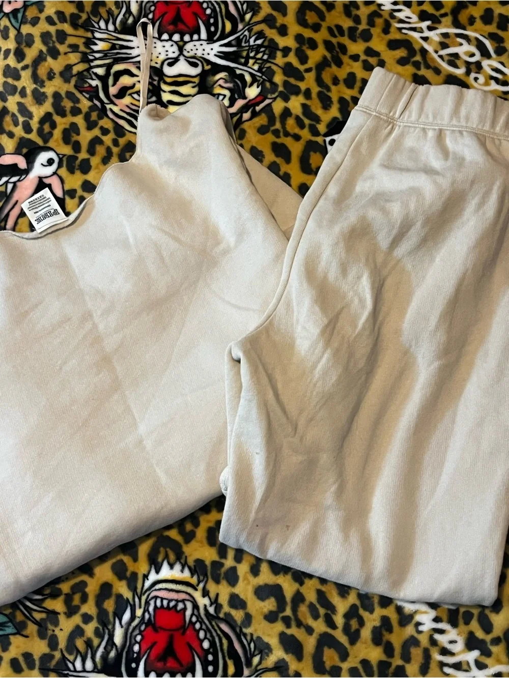 PINK Victoria's Secret Sweatshirt & Joggers Set with Red Plaid Lettering - Picture 6 of 6